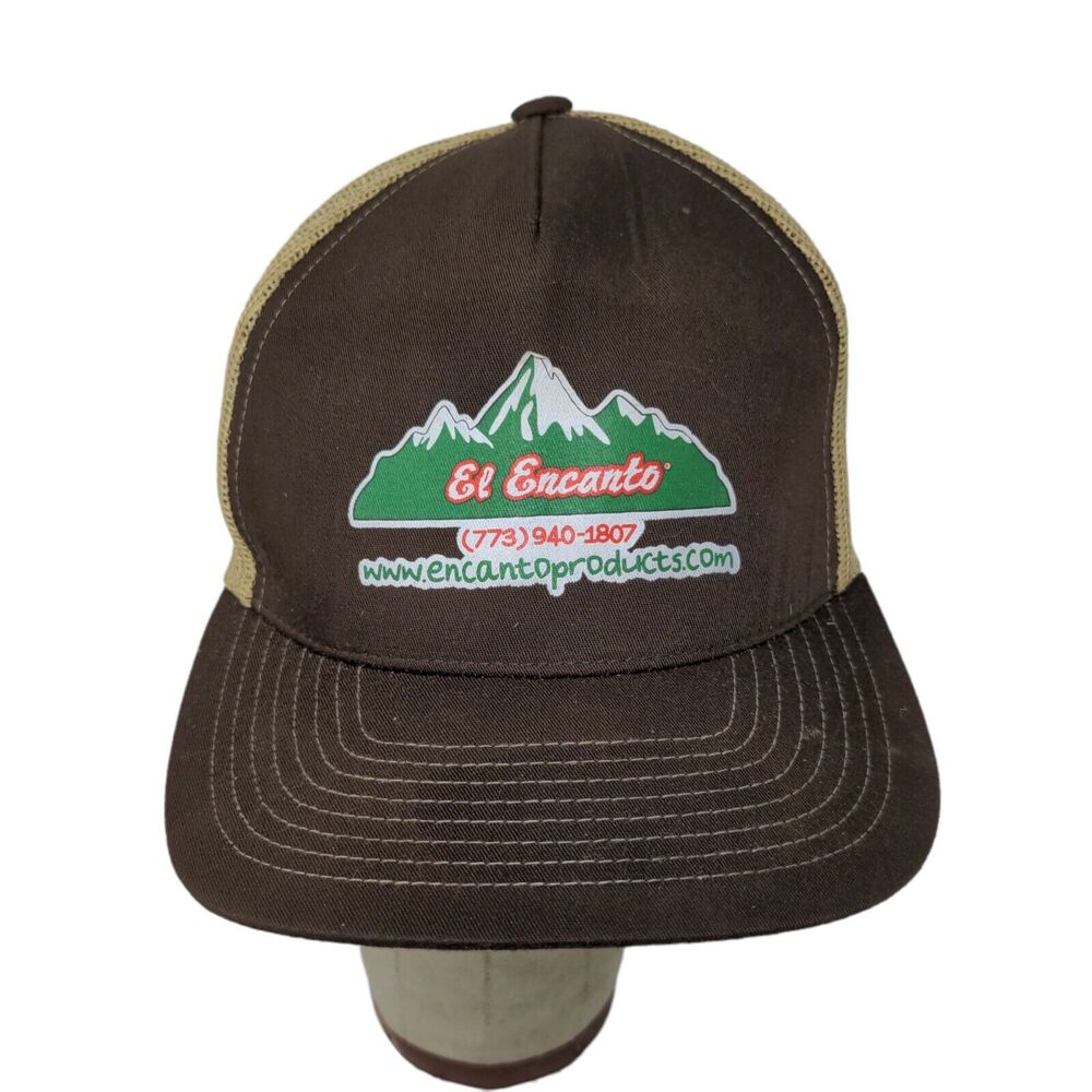 El Encanto Mens Mexican Food Distribution Meshback Snapback Hat Brown Adjustable